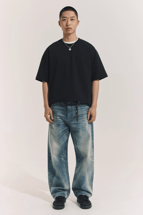 ウォッシュストレートデニムパンツ コットン100% / Washed Straight Denim N5500 - ファッション通販NNine（ナイン）