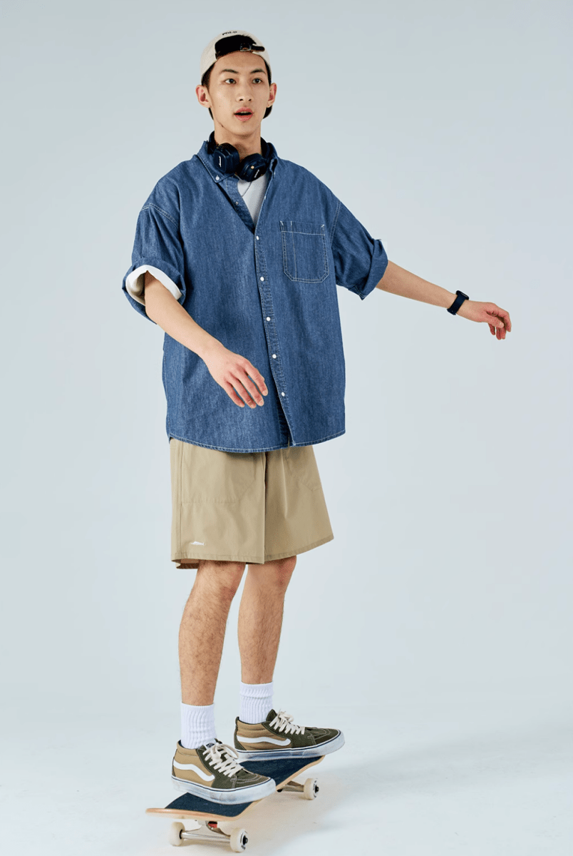 レトロデニムオックスフォードシャツ メンズ レディース 綿100%｜Retro Denim Oxford SHIRT N5376 - メンズファッション通販 NNine(ナイン)