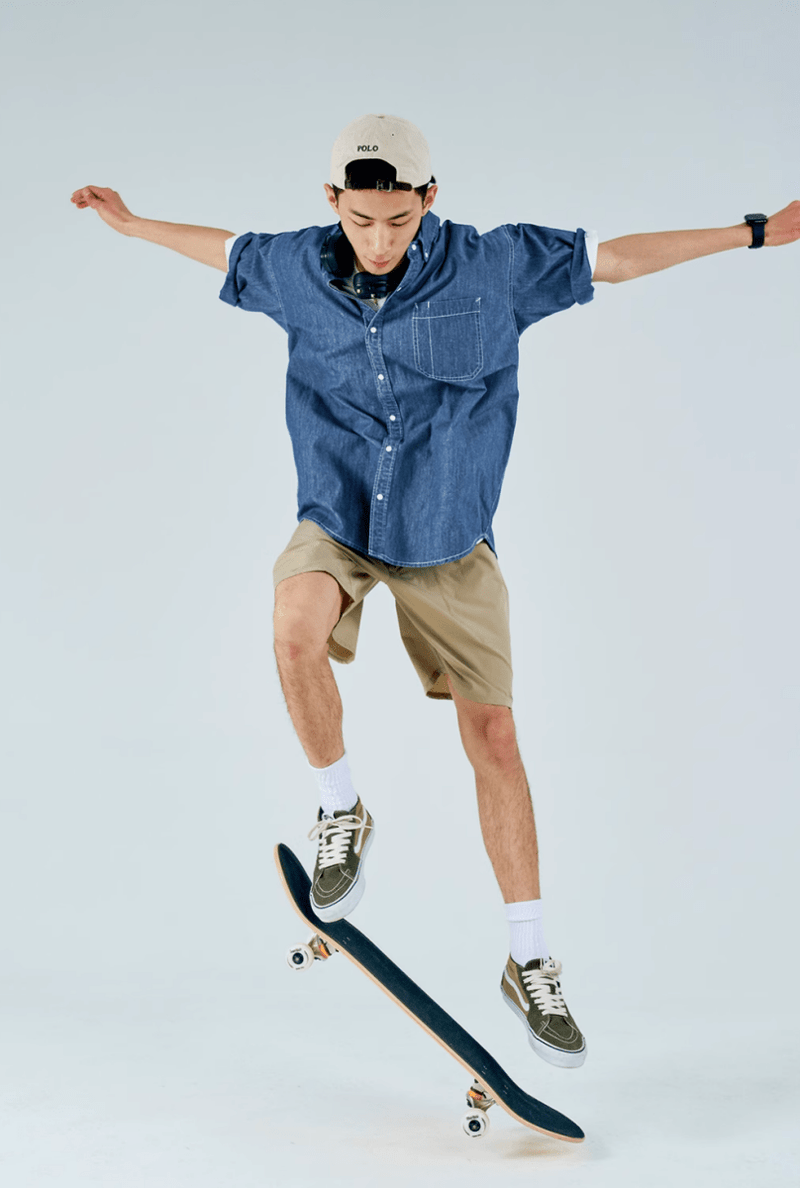 レトロデニムオックスフォードシャツ メンズ レディース 綿100%｜Retro Denim Oxford SHIRT N5376 - メンズファッション通販 NNine(ナイン)