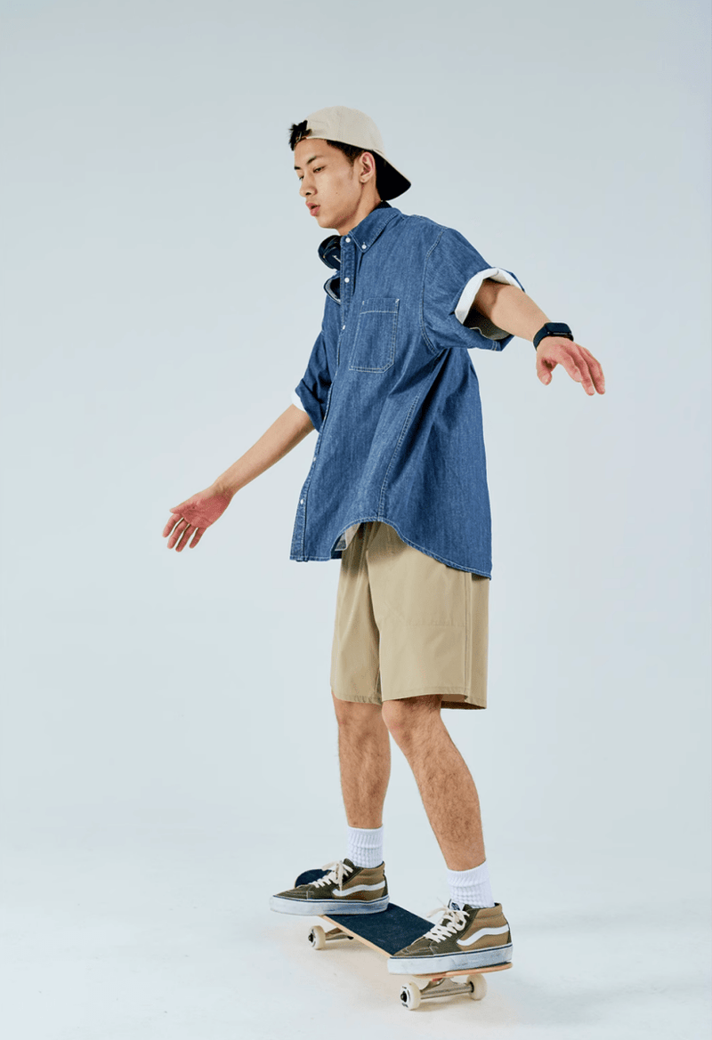 レトロデニムオックスフォードシャツ メンズ レディース 綿100%｜Retro Denim Oxford SHIRT N5376 - メンズファッション通販 NNine(ナイン)