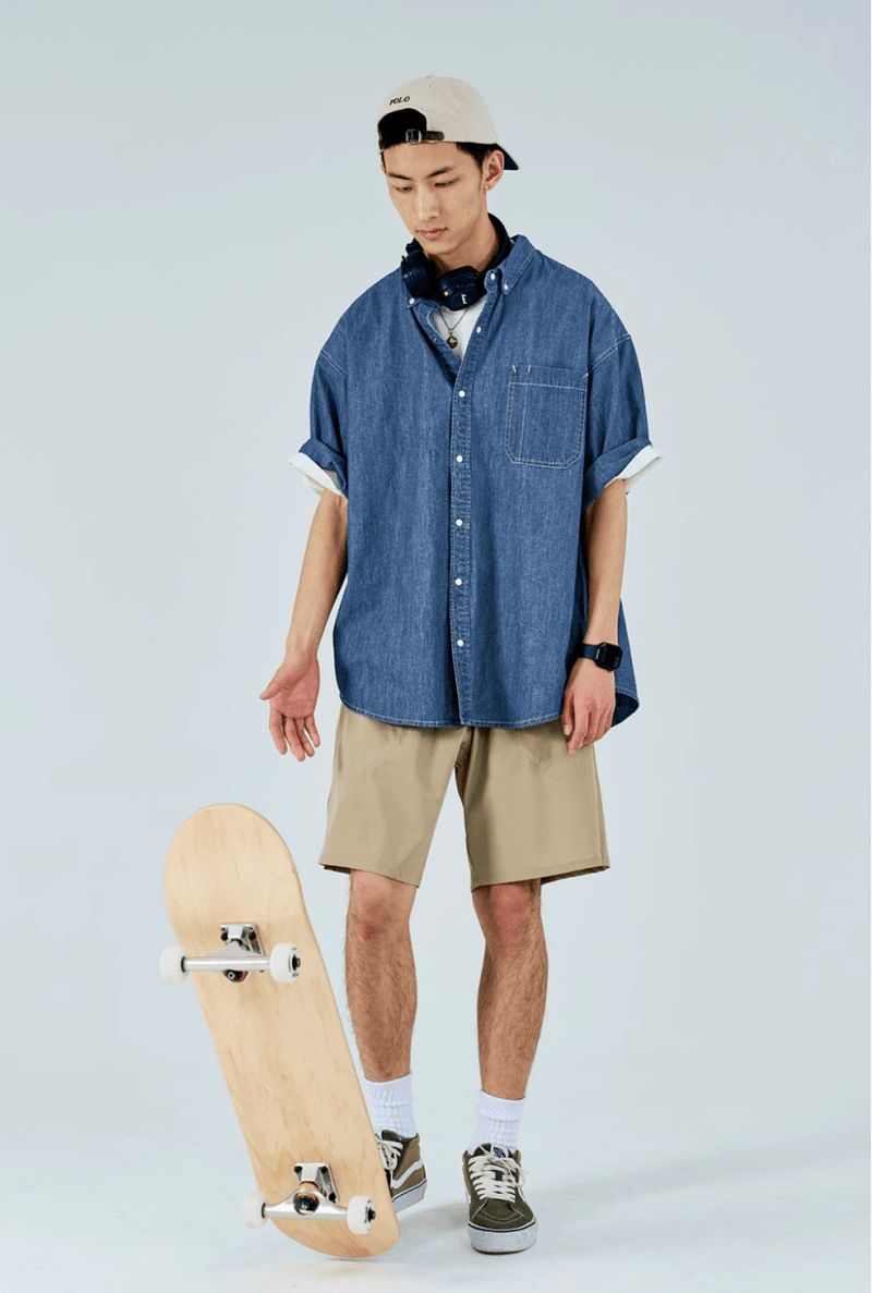 レトロデニムオックスフォードシャツ メンズ レディース 綿100%｜Retro Denim Oxford SHIRT N5376 - メンズファッション通販 NNine(ナイン)