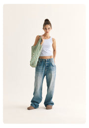 【13.2oz】straight denim pants / 1980Sウォッシュデニム N3800 - NNine