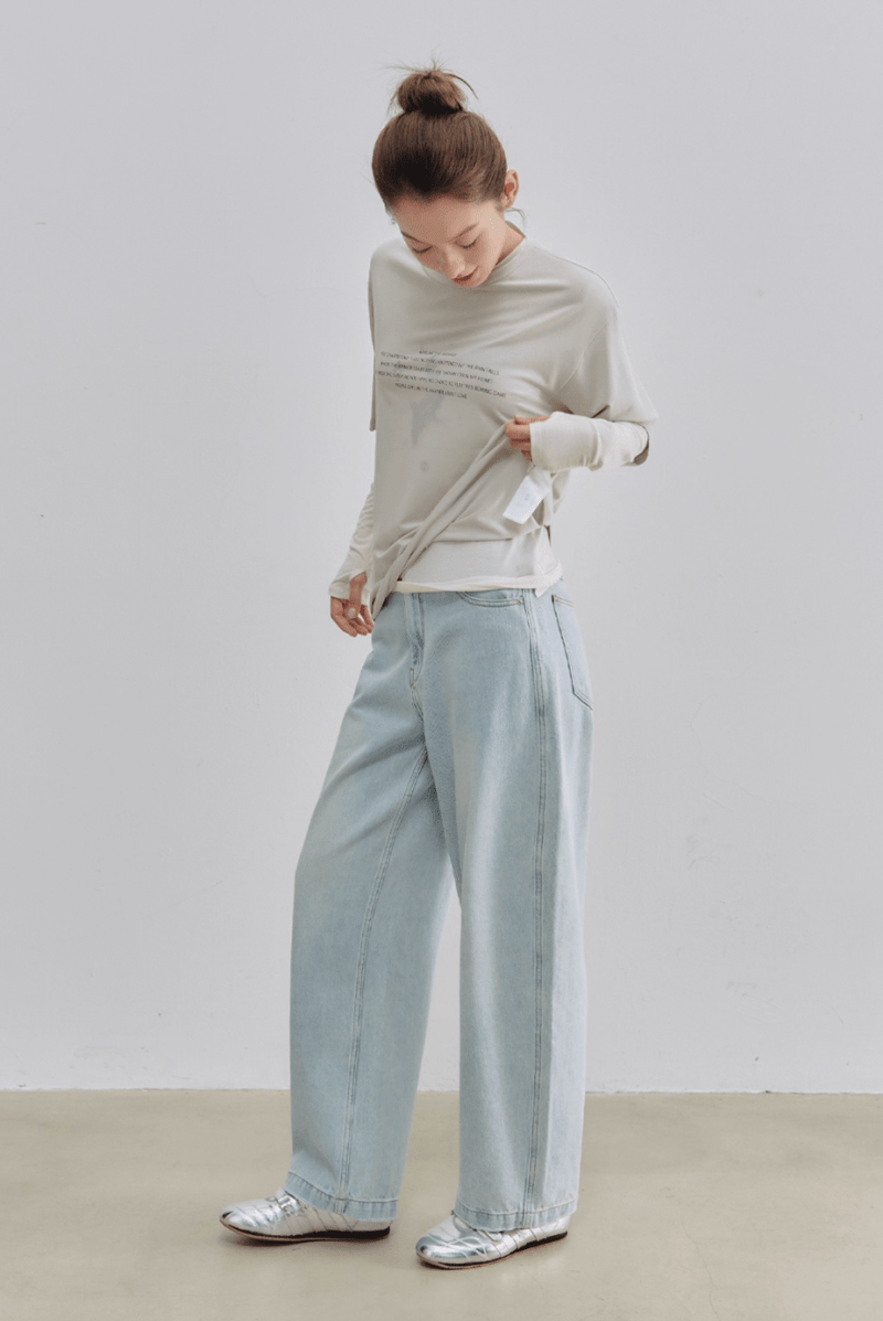 13.5oz アイスブルー・カーブワイドデニム N5578 - ファッション通販NNine（ナイン）
