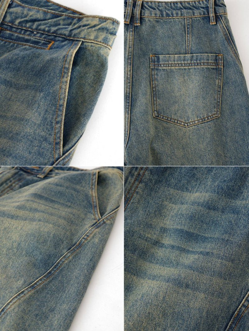 【13オンス】curve splicing denim pants N4722 - NNine