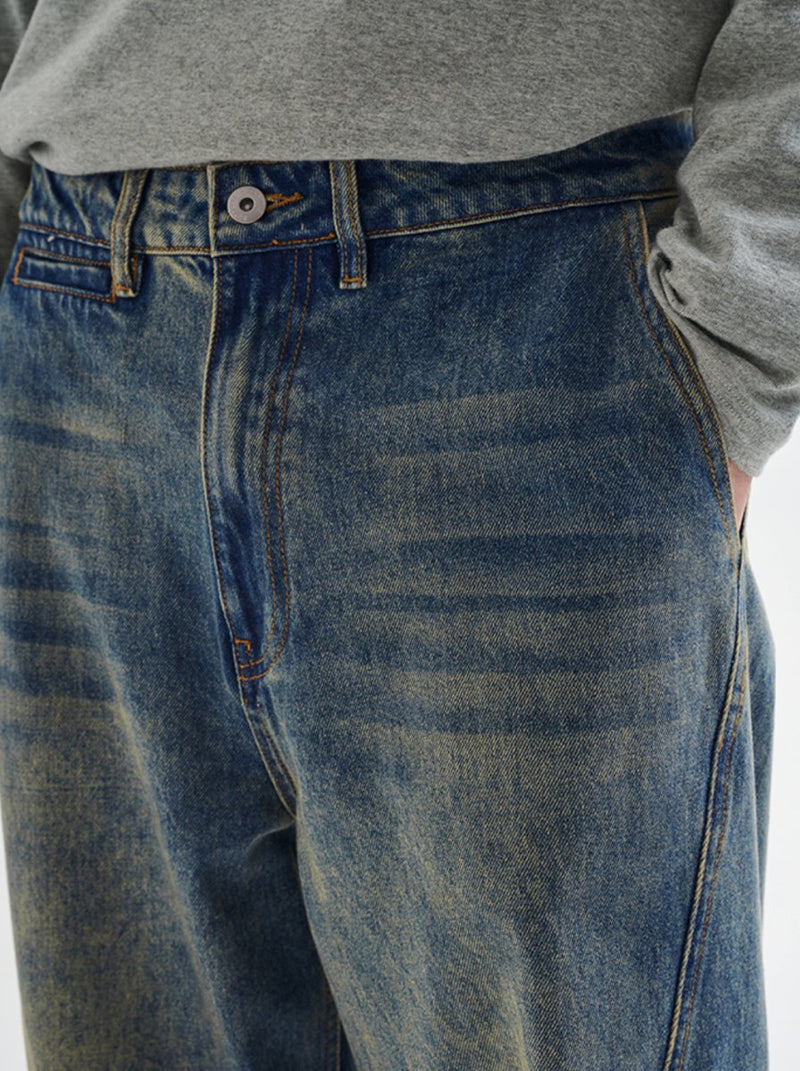 【13オンス】curve splicing denim pants N4722 - NNine