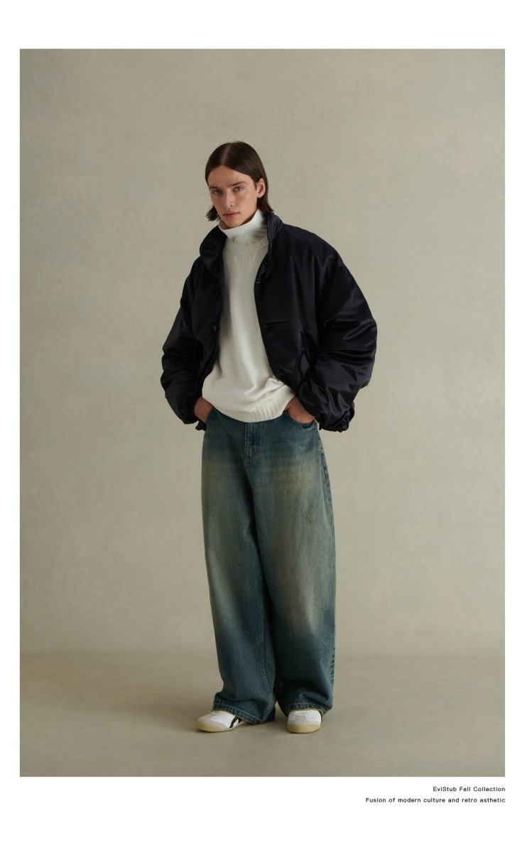 【14.5oz】washed wide leg jeans N3484 - NNine