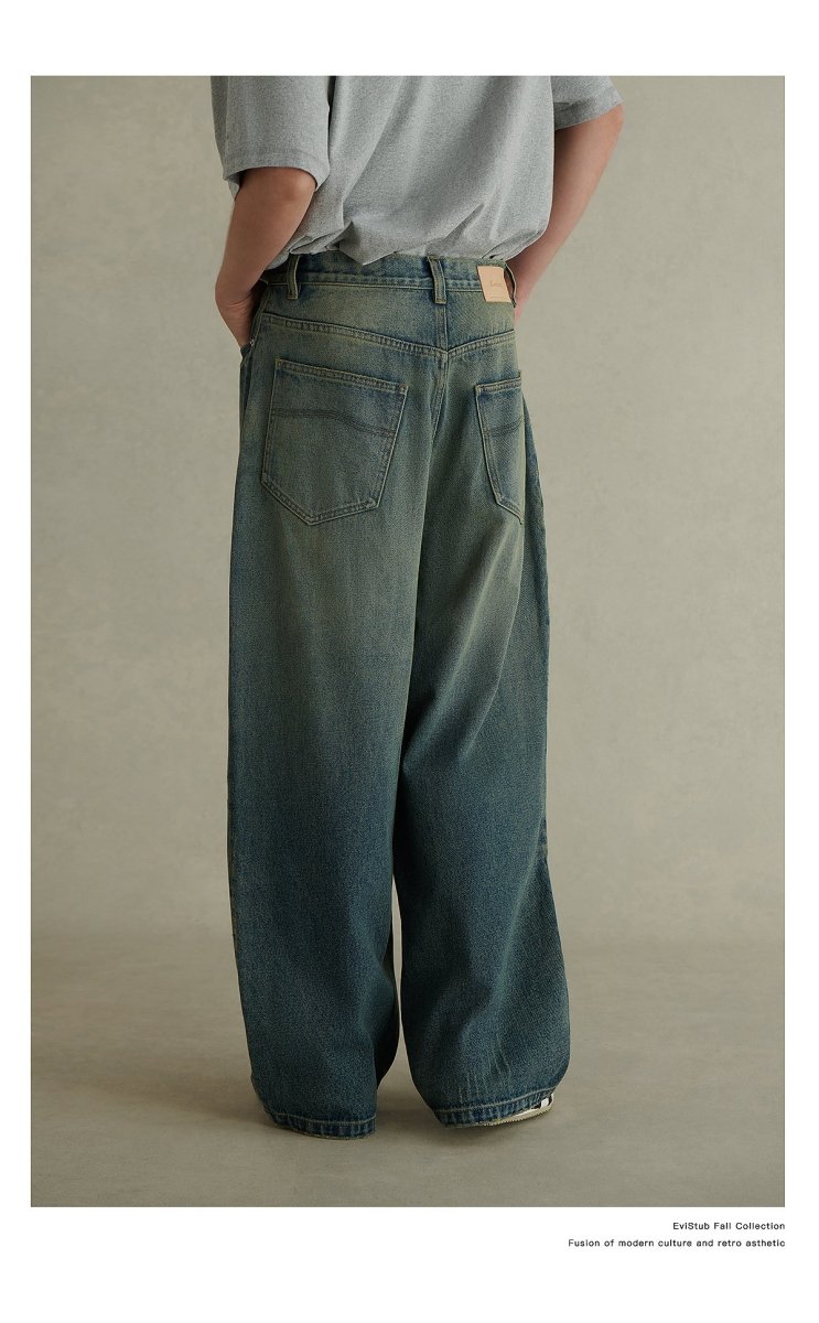 【14.5oz】washed wide leg jeans N3484 - NNine
