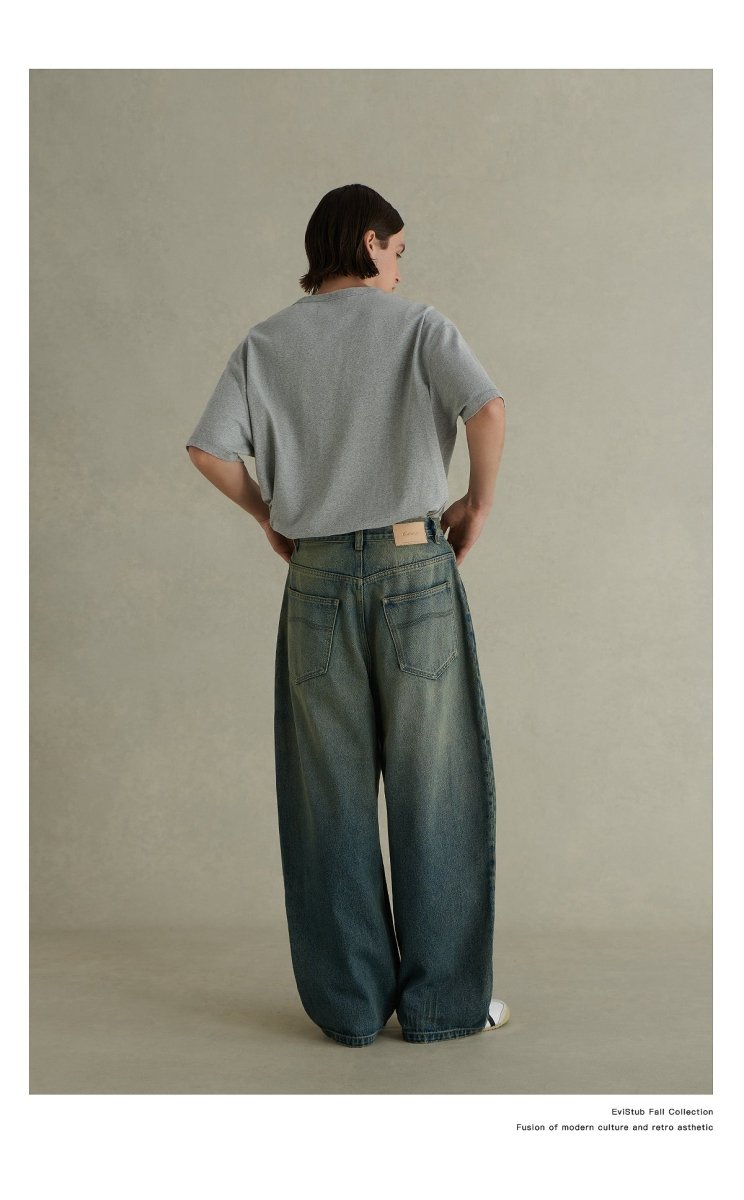 【14.5oz】washed wide leg jeans N3484 - NNine