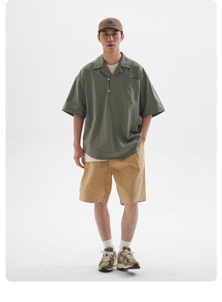 【148g】half open collar shirt N3349 - NNine