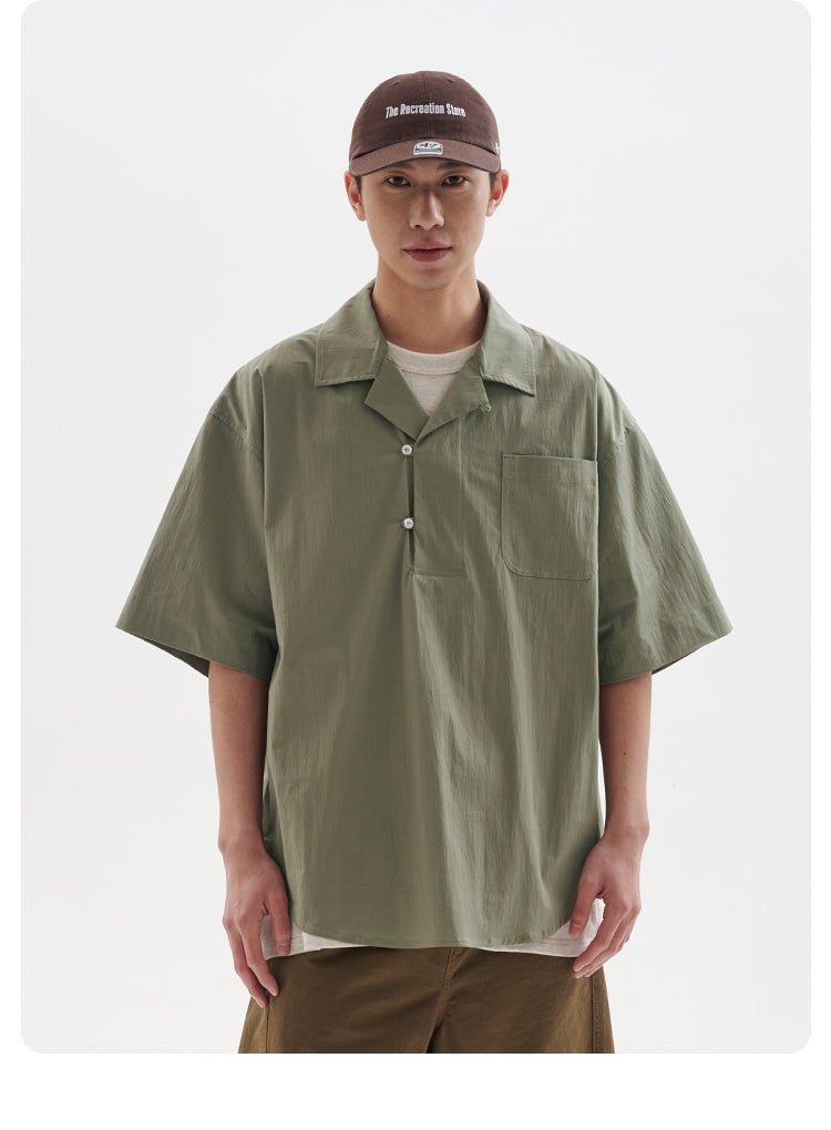 【148g】half open collar shirt N3349 - NNine