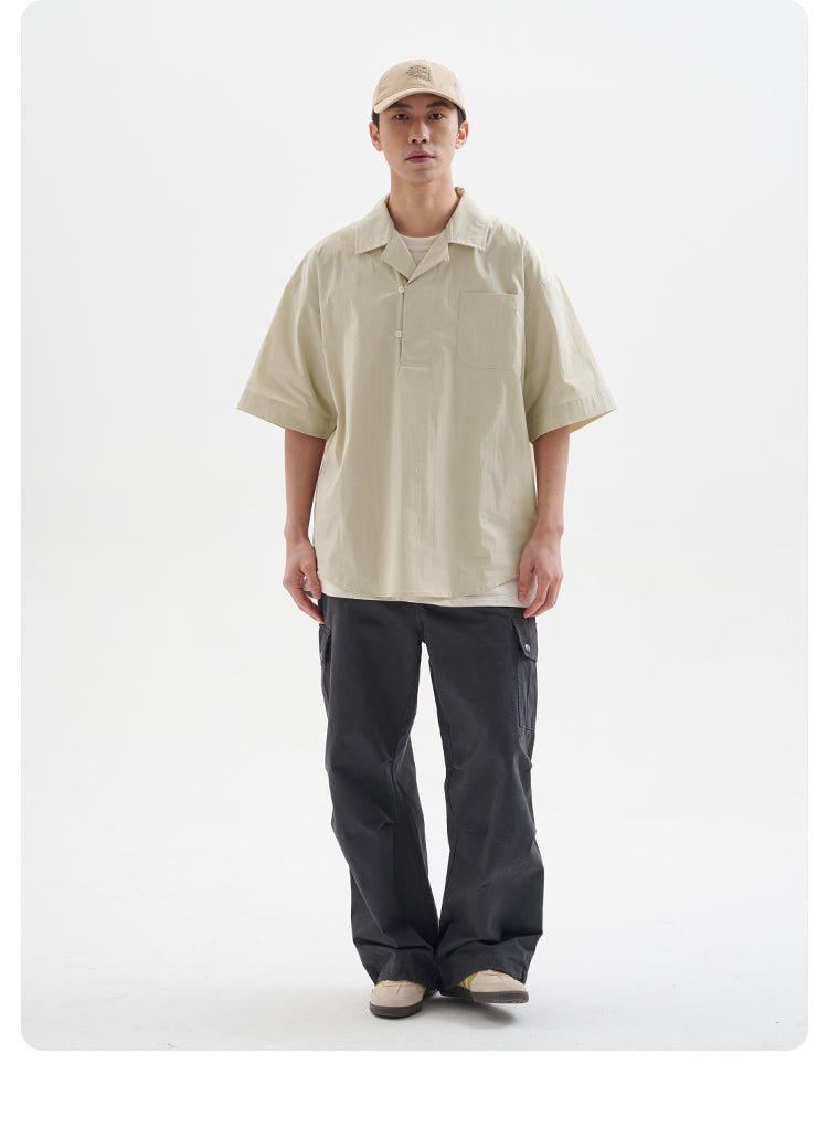 【148g】half open collar shirt N3349 - NNine