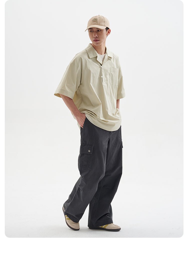 【148g】half open collar shirt N3349 - NNine