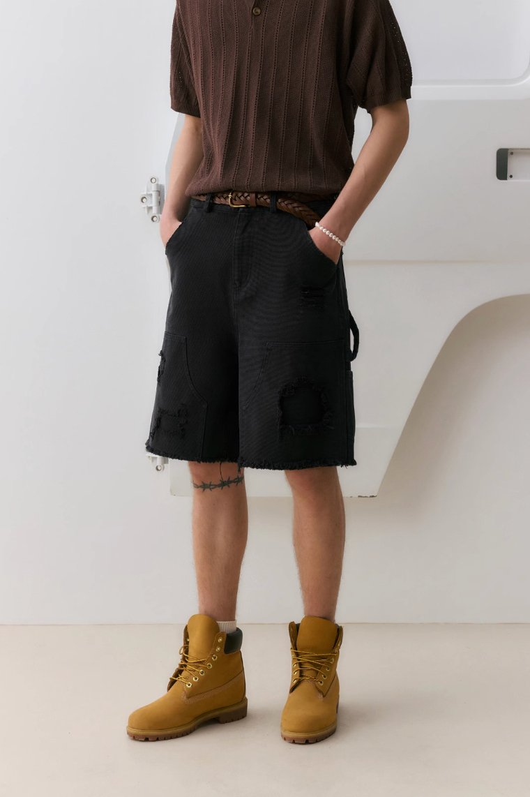 14oz crash short black pants N3992 - NNine