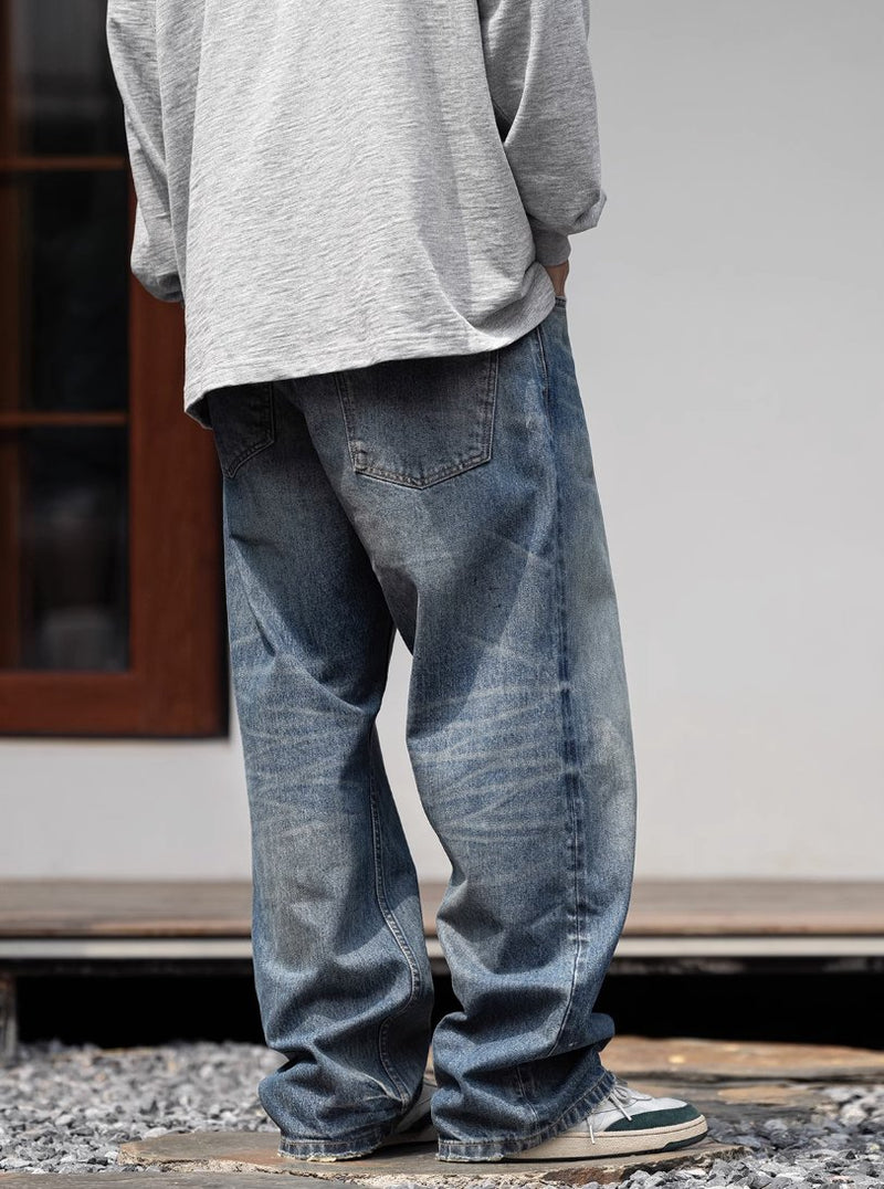 【14OZ】crushed straight denim pants / 14オンスヘビーウエイトジーンズ N4288 - NNine