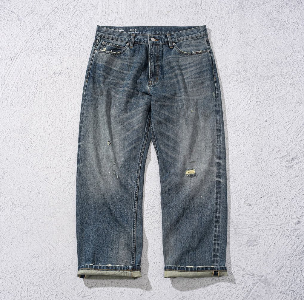 【14OZ】crushed straight denim pants / 14オンスヘビーウエイトジーンズ N4288 - NNine
