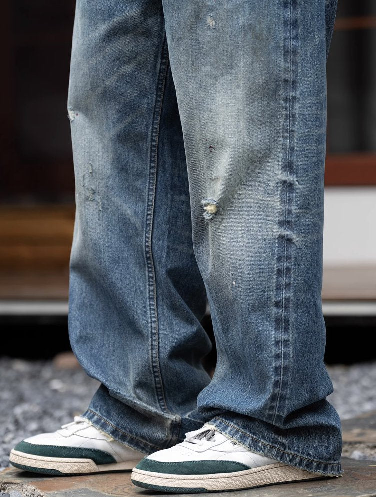 【14OZ】crushed straight denim pants / 14オンスヘビーウエイトジーンズ N4288 - NNine