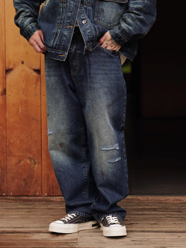 【14OZ】dirty indigo denim pants N4457 - NNine