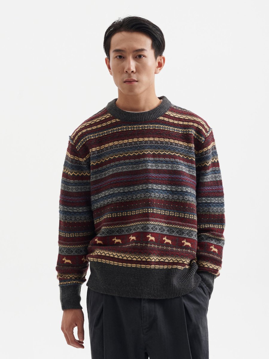 15%シープウール・フェアアイル・ジャカードニット N6225 - ファッション通販NNine（ナイン）