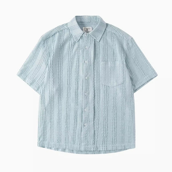 【180G】line pleated short sleeve shirt N3755 - NNine