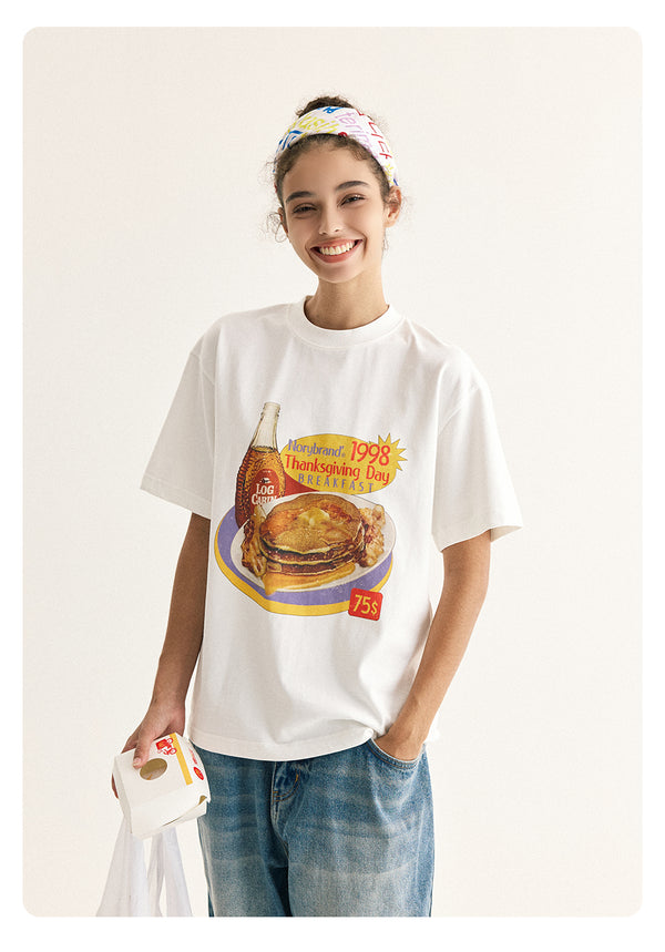 【275G】breakfast print t-shirt  / レトロプリントT N3741
