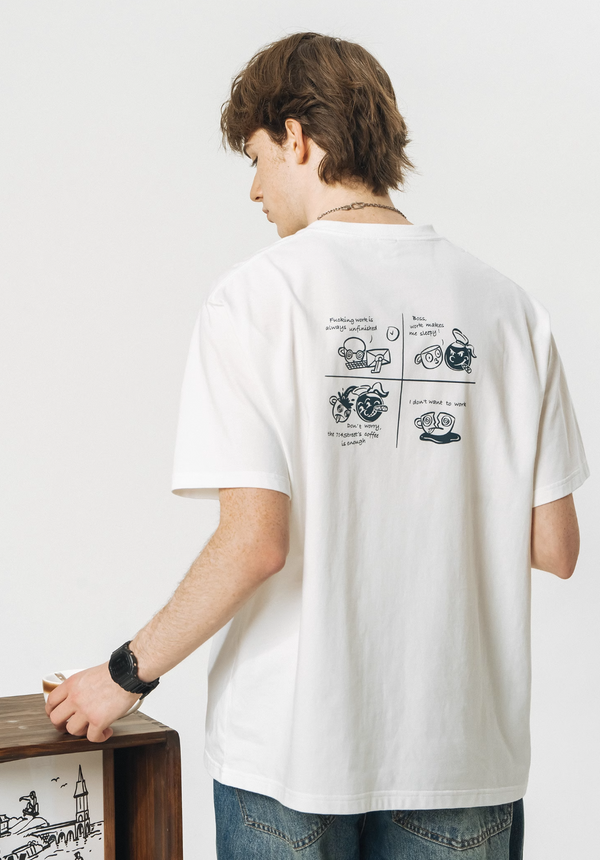 【240G】coffee back print t-shirt   N3587