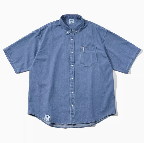 Functional material】short sleeve denim shirt N3656