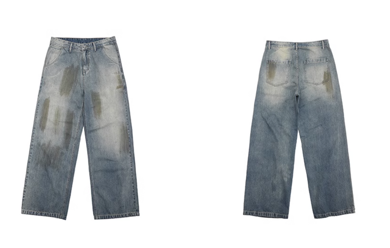 Dirty distressed denim pants   N3802