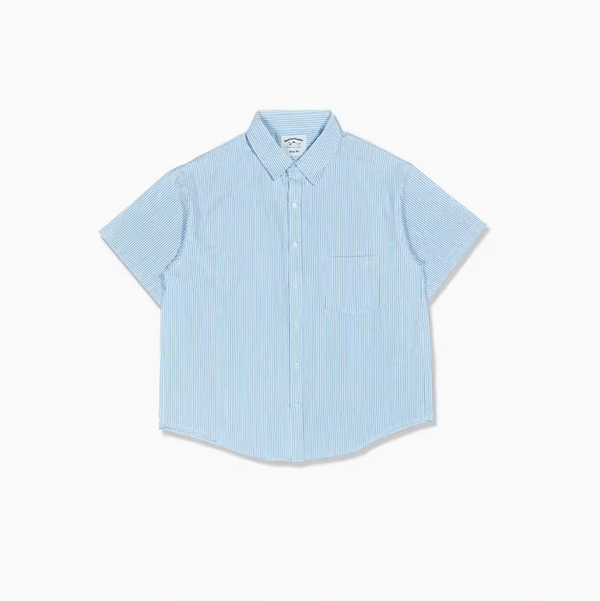 oxford striped short sleeve shirt / ルーズフィットストライプシャツ  N3939
