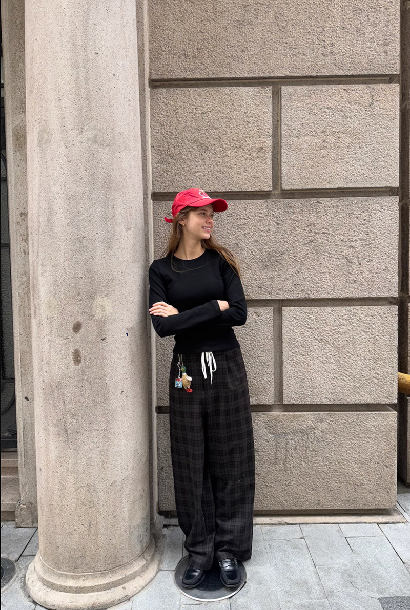 retro plaid pants / チェックパターンストレートパンツ  N4096