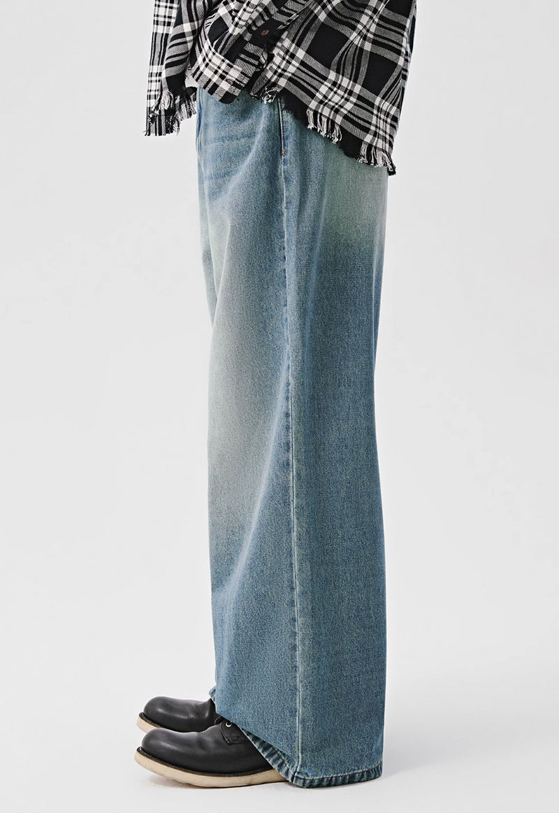 retro wash denim pants   N4201