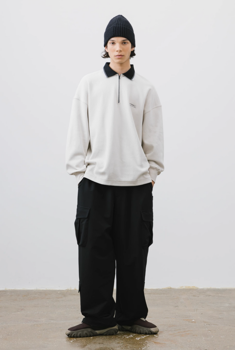 half zip long sleeve polo shirt / ハーフジップロングスリーブポロシャツ  N4258