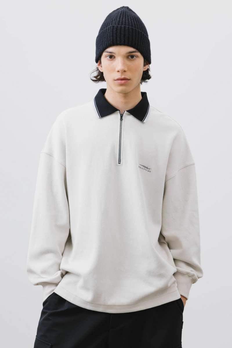 half zip long sleeve polo shirt / ハーフジップロングスリーブポロシャツ  N4258