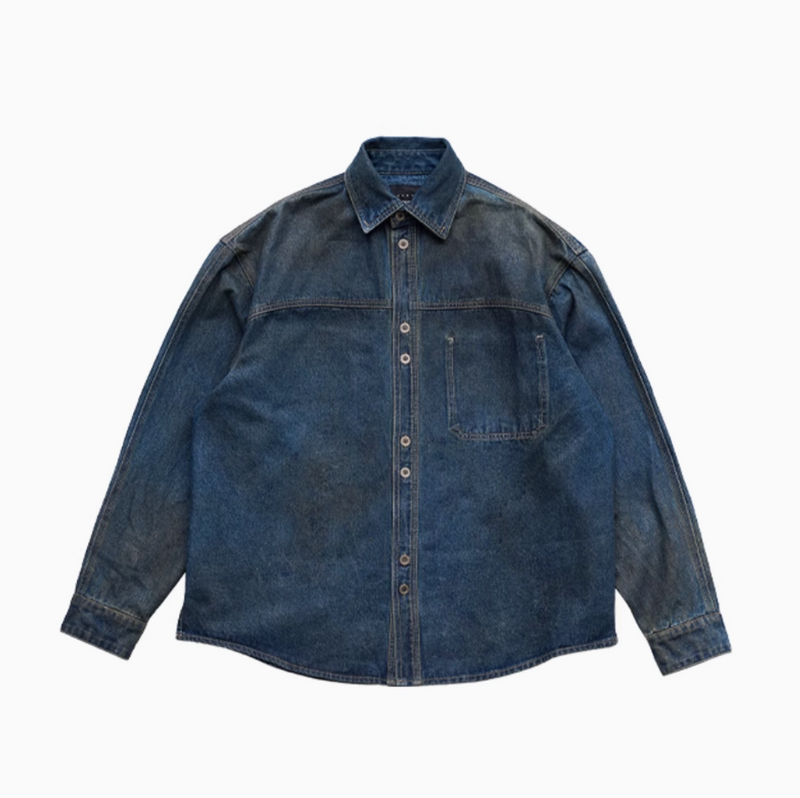 stain dyed denim shirt stain dyed denim shirt N4187