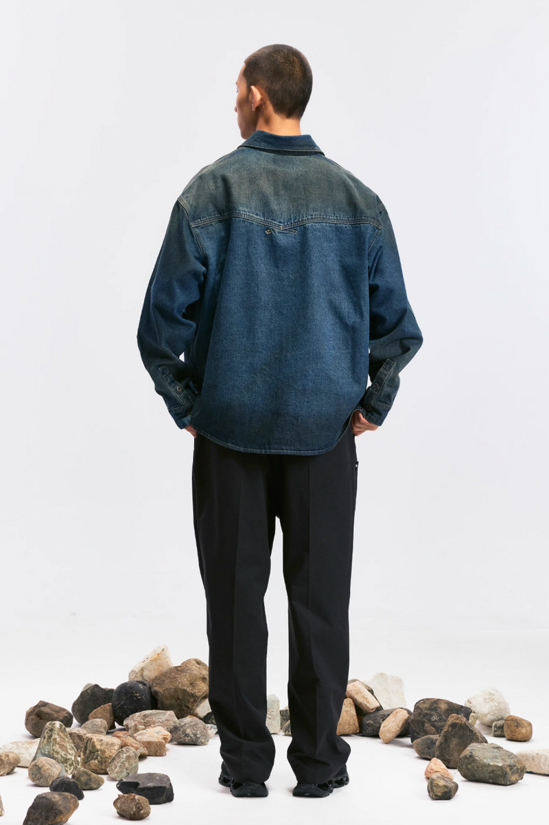 stain dyed denim shirt stain dyed denim shirt N4187