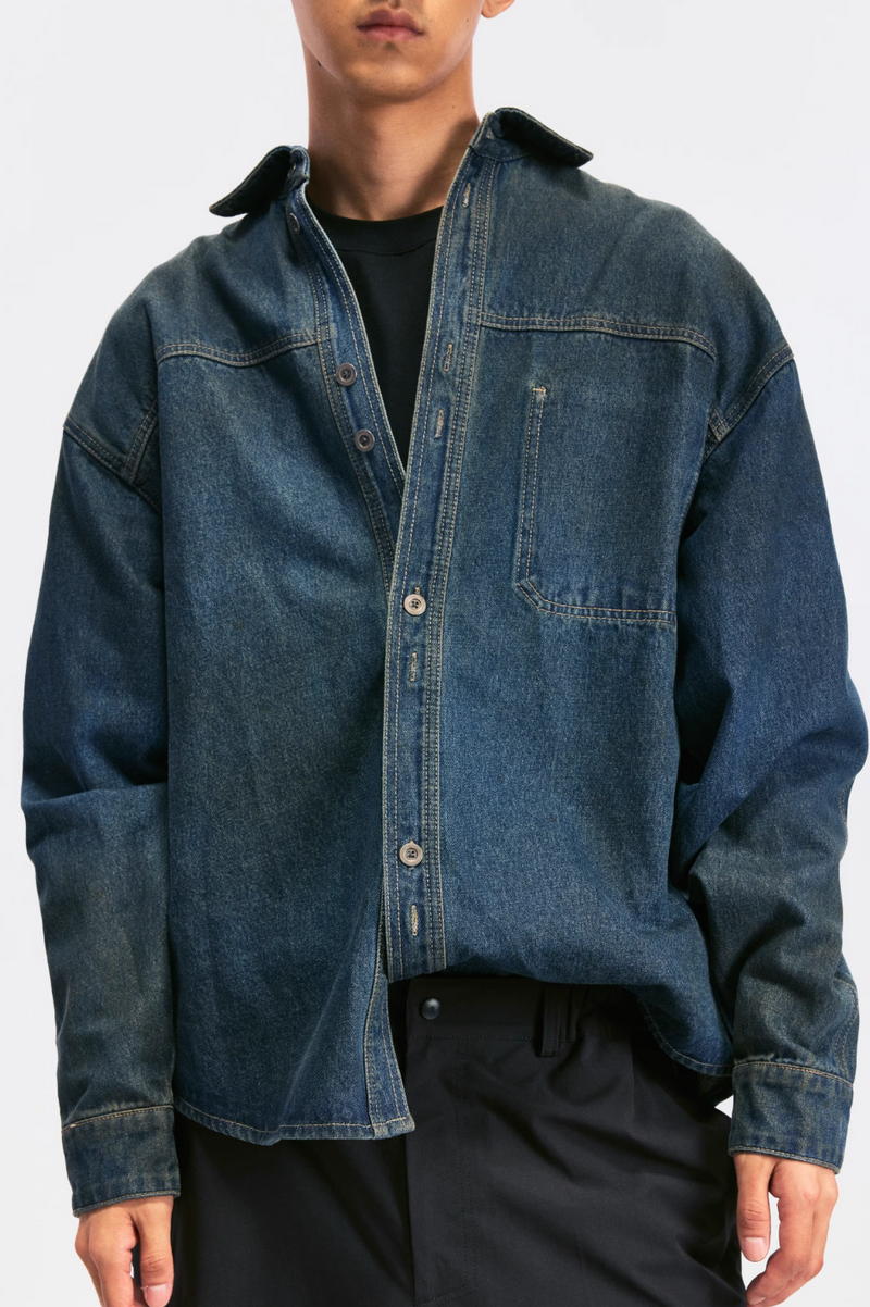 stain dyed denim shirt stain dyed denim shirt N4187