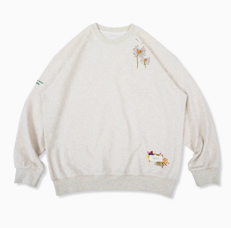 【420G】floral embroidery sweatshirt / フローラル刺繍スウェットシャツ  N4213