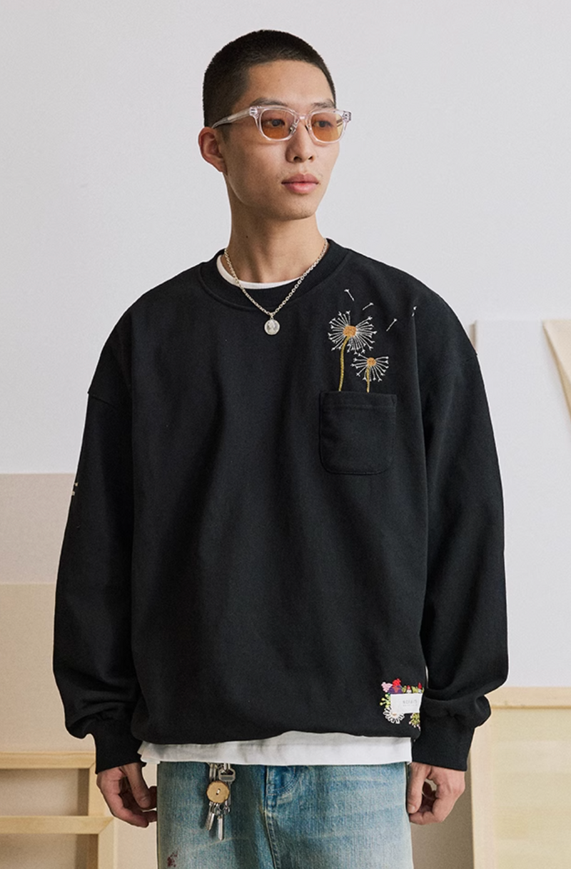 420G] floral embroidery sweatshirt / N4213