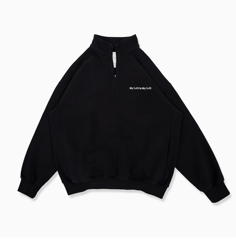 460G】half zip sweatshirt / Half Zip Sweatshirt with Embroidery N4214