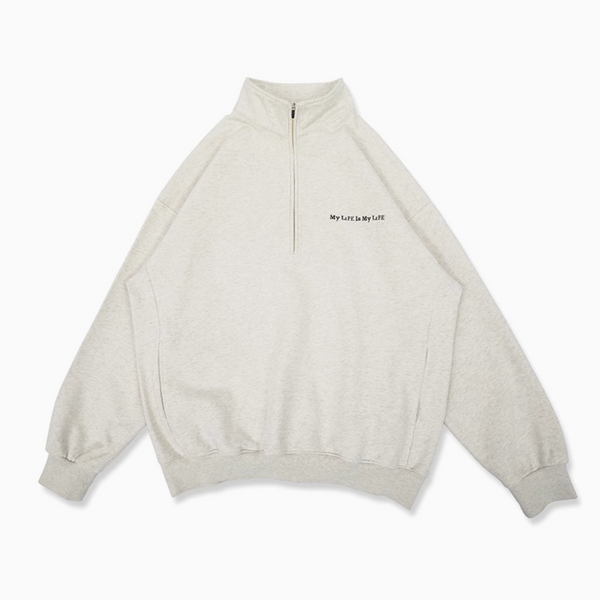 460G】half zip sweatshirt / Half Zip Sweatshirt with Embroidery N4214