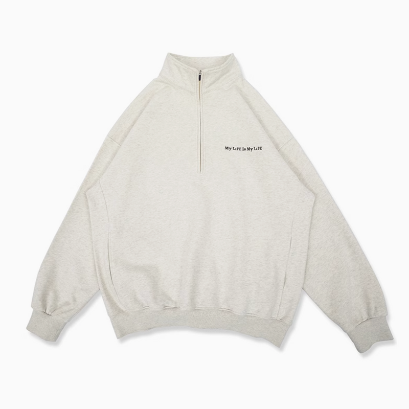 【460G】half zip sweatshirt / 刺繍入りハーフジップスウェット  N4214