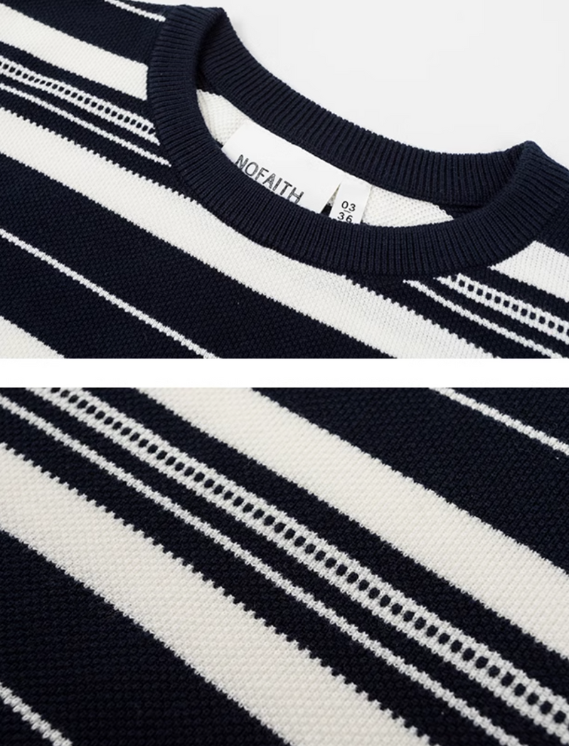 contrast color striped sweater N4215