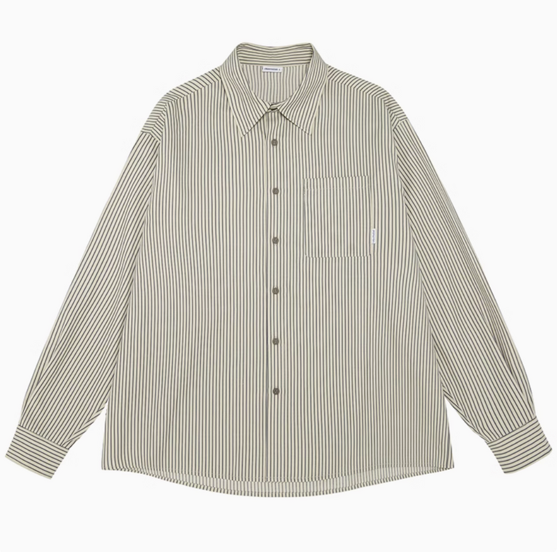 retro striped shirt / striped regular collar shirt N4218