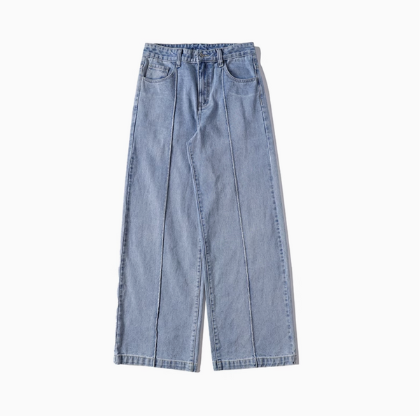 washed wide denim pants   N4327