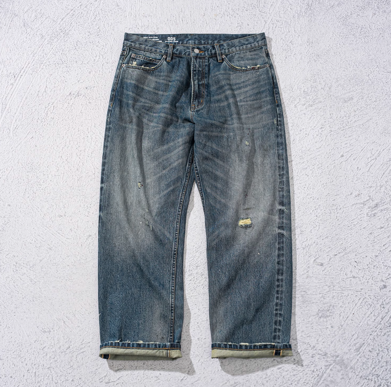 14OZ】crushed straight denim pants / 14oz Heavy Weight Jeans N4288