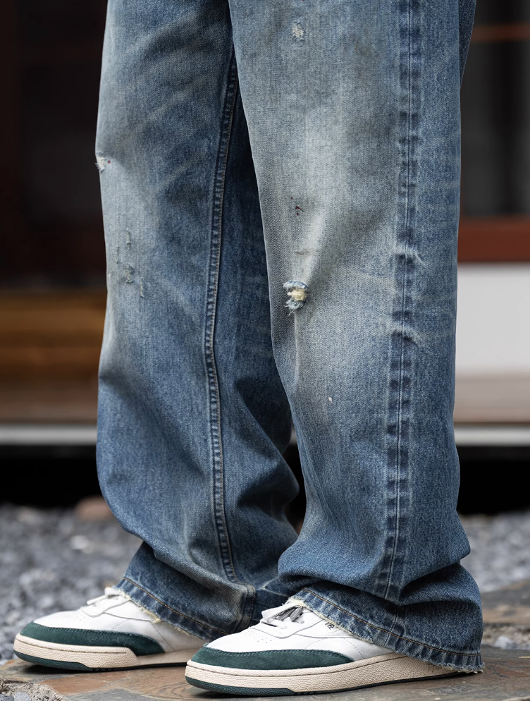 【14OZ】crushed straight denim pants / 14オンスヘビーウエイトジーンズ  N4288