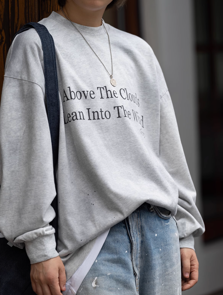 printed long sleeve t-shirt / Slogan Ron T N4289