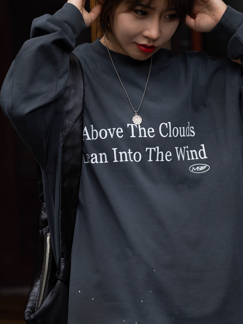 printed long sleeve t-shirt / Slogan Ron T N4289