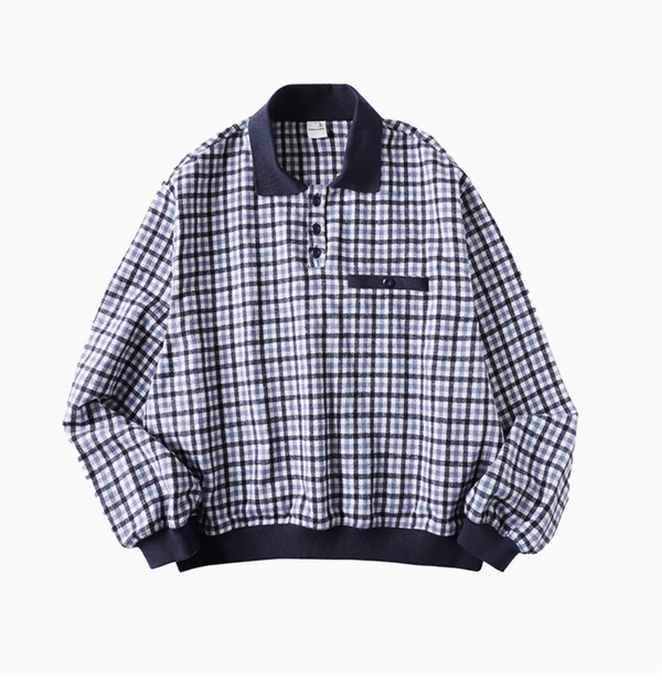 placket check pullover shirt   N4363