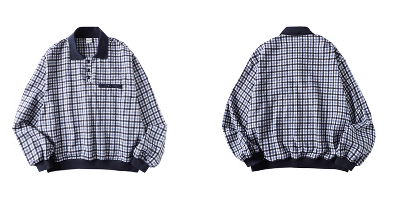 placket check pullover shirt   N4363