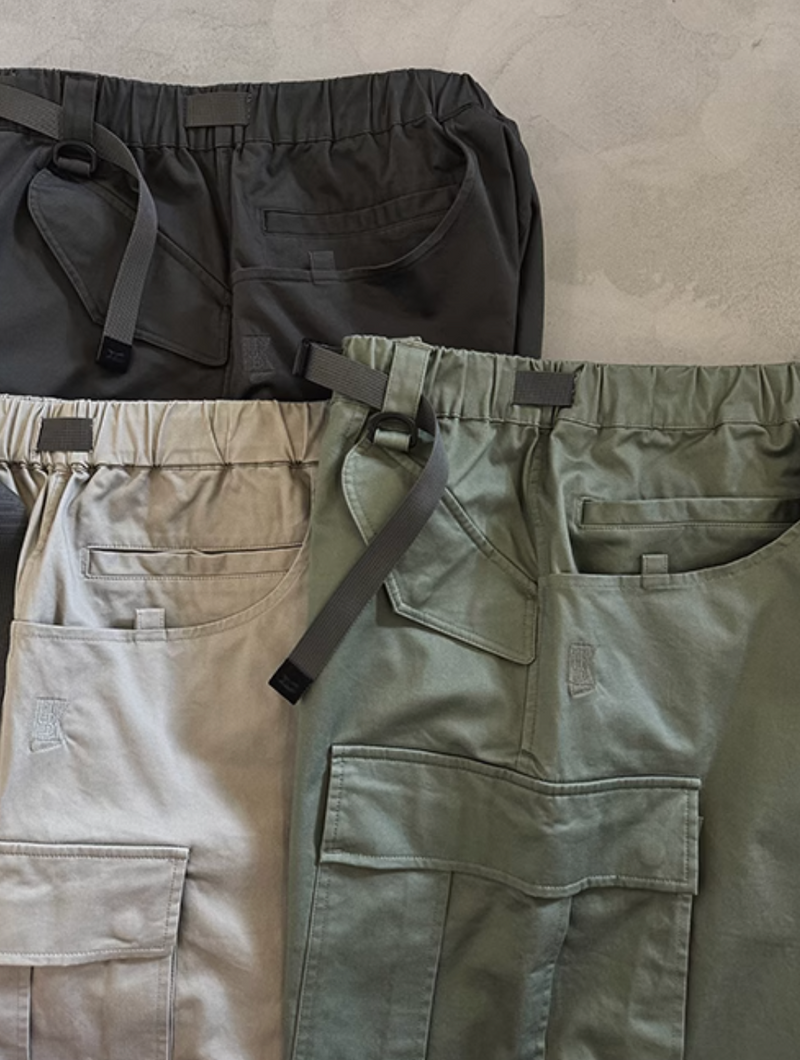 military belt pants 機能性ポケット8口カーゴパンツ  N4311